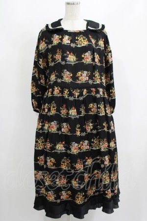 画像: Jane Marple / Jubilee flowersサテンカラードレス  ブラック H-25-08-02-018-JM-OP-KB-ZH