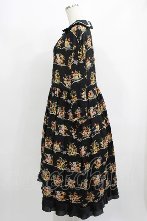 画像2: Jane Marple / Jubilee flowersサテンカラードレス  ブラック H-25-08-02-018-JM-OP-KB-ZH (2)