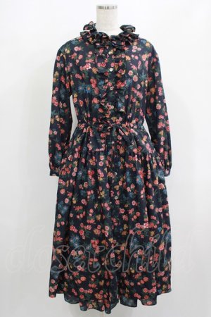 画像: Jane Marple Dans Le Salon / Flowers of Jouy layered dress  ネイビー H-25-08-02-023-JM-OP-KB-ZH