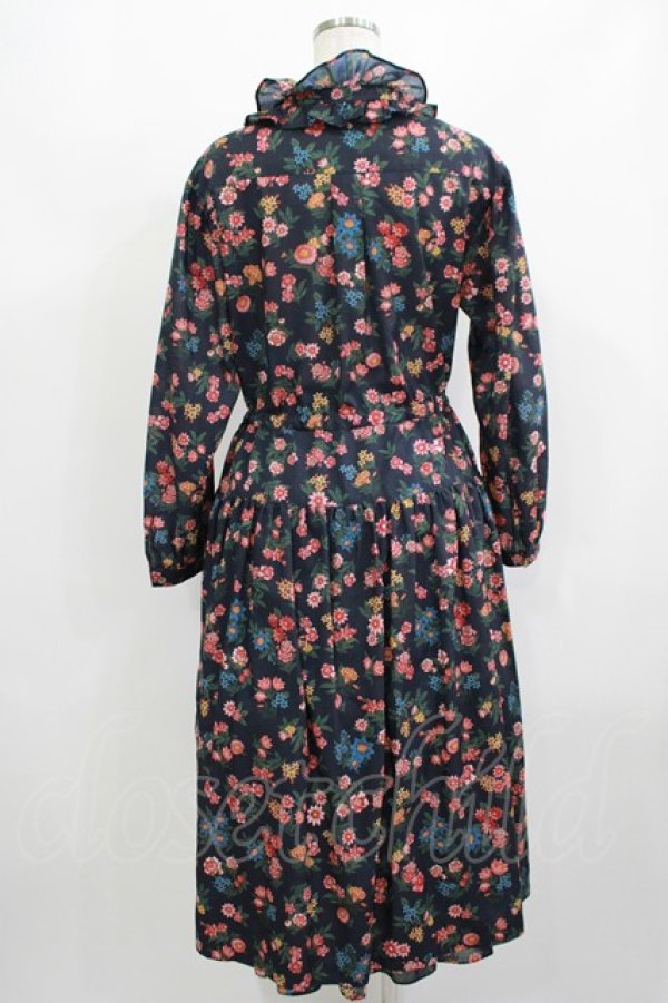 画像3: Jane Marple Dans Le Salon / Flowers of Jouy layered dress  ネイビー H-25-08-02-023-JM-OP-KB-ZH (3)