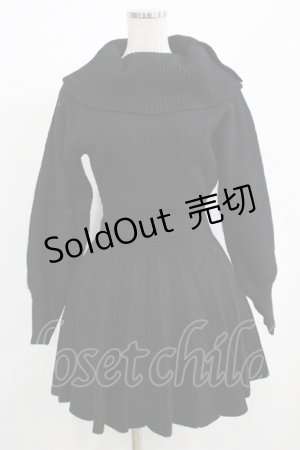 画像: NICE CLAUP / ニットワンピース Free ブラック H-25-08-03-029-PU-OP-NS-ZH