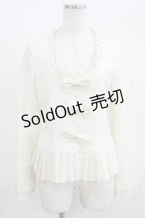 画像: metamorphose / 裾プリーツリボンジャケット(ドライジョーゼット) Free アイボリー H-25-08-03-037-ME-JA-NS-ZH