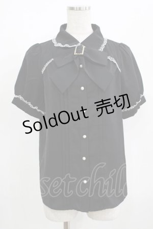 画像: MA*RS / バックルリボンオープンブラウス Free ブラック H-25-08-03-053-EL-BL-NS-ZH