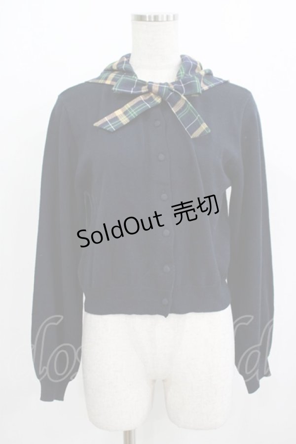 画像1: Fi.n.t / チェックフード付きニットカーディガン Free NAVY×GR H-25-08-03-061-CA-TO-NS-ZH (1)