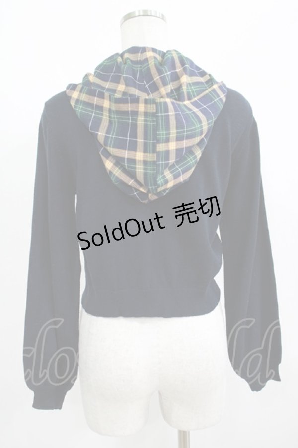 画像3: Fi.n.t / チェックフード付きニットカーディガン Free NAVY×GR H-25-08-03-061-CA-TO-NS-ZH (3)