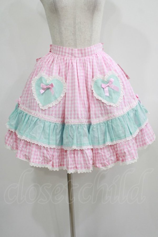 画像1: Angelic Pretty / ギンガムシャーベットスカート Free ピンク H-25-08-03-010-AP-SK-NS-ZH (1)