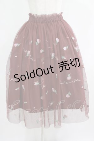 画像: an another angelus / フラワーロゴ刺繍チュールスカート Free Bordeaux H-25-08-03-015-CA-SK-NS-ZH