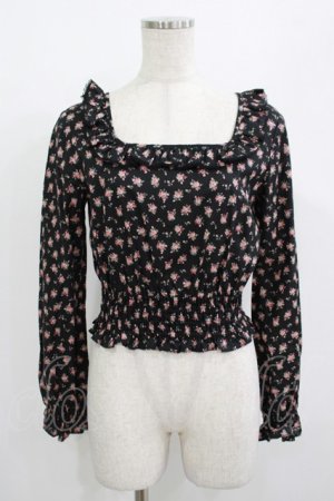 画像: MILK / nightie tops  ブラックフラワー H-25-08-04-024-ML-TO-KB-ZH
