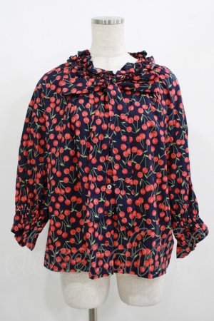 画像: Jane Marple Dans Le Salon / Falling cherriesパフィーブラウス  navy H-25-08-04-025-JM-BL-KB-ZH