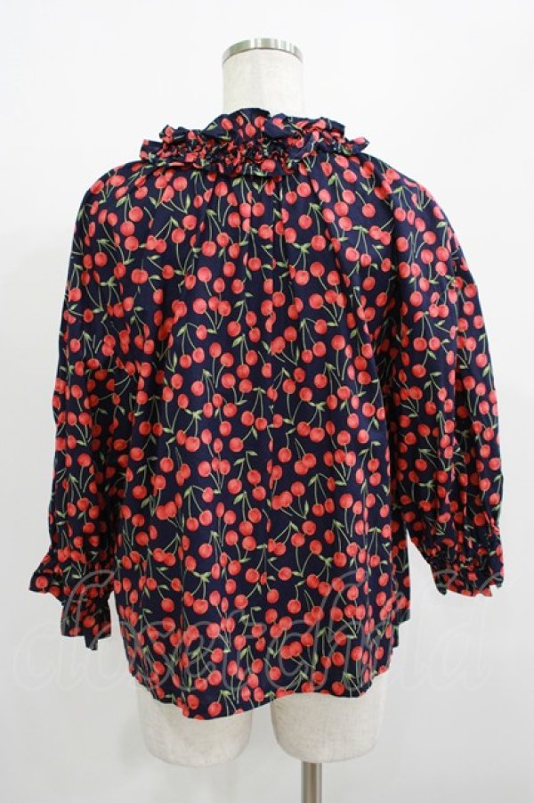 画像3: Jane Marple Dans Le Salon / Falling cherriesパフィーブラウス  navy H-25-08-04-025-JM-BL-KB-ZH (3)