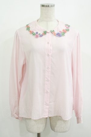 画像: Jane Marple / Flower embroidery collar blouse  ピンク H-25-08-04-028-JM-BL-KB-ZH