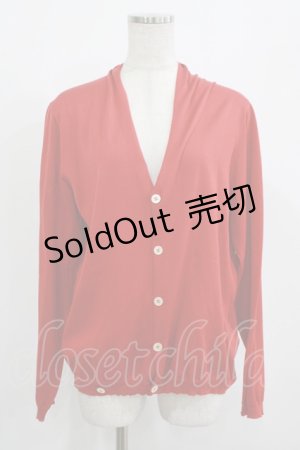画像: Jane Marple Dans Le Salon / Long Staple Cotton Drape Cardigan  レッド H-25-08-04-048-JM-TO-KB-ZH