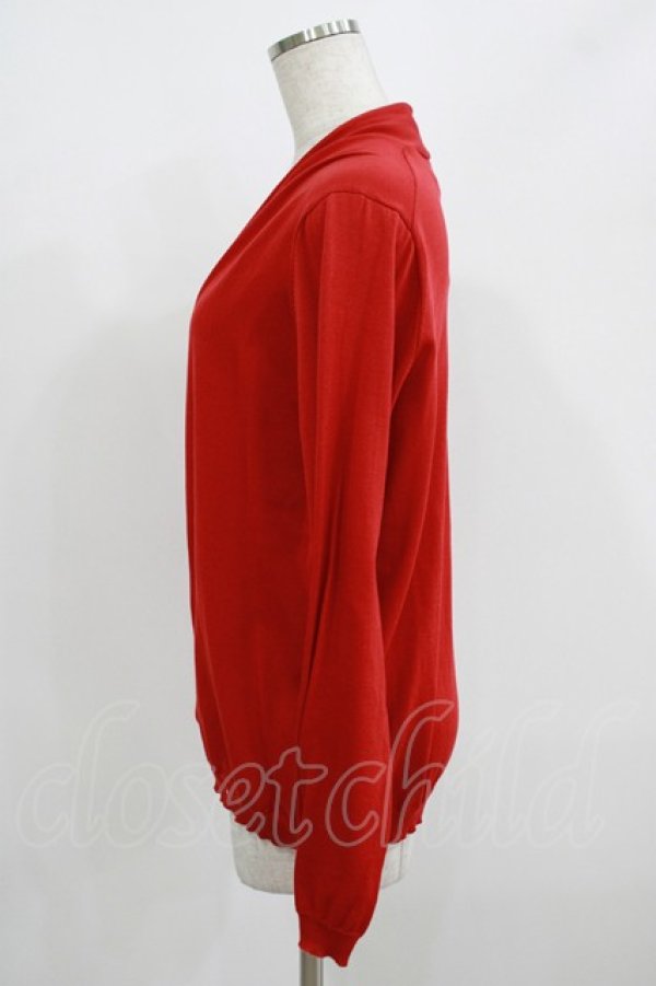画像2: Jane Marple Dans Le Salon / Long Staple Cotton Drape Cardigan  レッド H-25-08-04-048-JM-TO-KB-ZH (2)