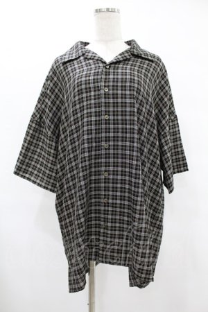 画像: MiDiom / Check Open Collar Shirt  ブラック H-25-08-04-1036-PU-BL-KB-ZH