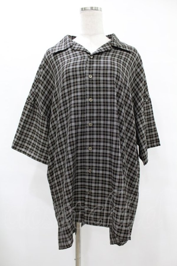 画像1: MiDiom / Check Open Collar Shirt  ブラック H-25-08-04-1036-PU-BL-KB-ZT492 (1)