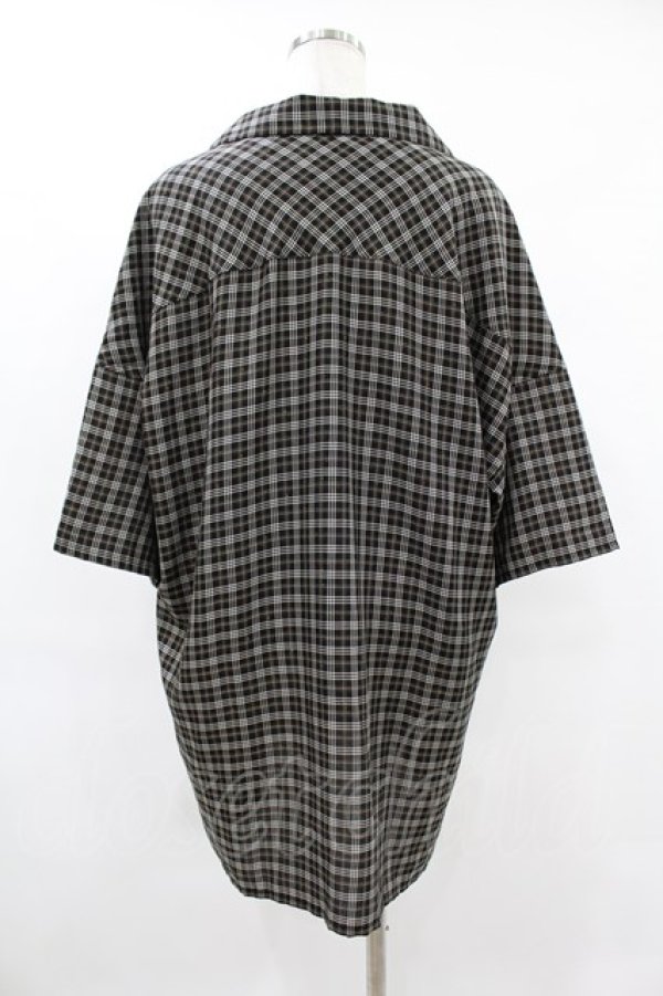 画像2: MiDiom / Check Open Collar Shirt  ブラック H-25-08-04-1036-PU-BL-KB-ZT492 (2)