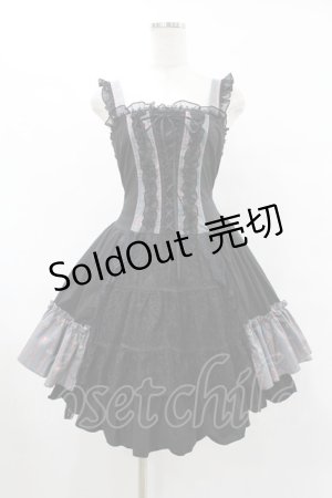 画像: FRILL / クラウンストライプレースフリルジャンパースカート  黒 H-25-08-04-1008-HN-OP-KB-ZH