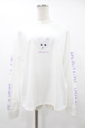 画像: ACDC RAG / くまきちロングスリーブTシャツ  白 H-25-08-04-1030-PU-TO-KB-ZH