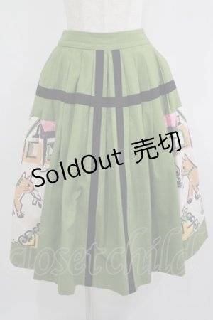 画像: Jane Marple / Strolling cat cloth work skirt M グリーン H-25-08-04-008-JM-SK-KB-ZH