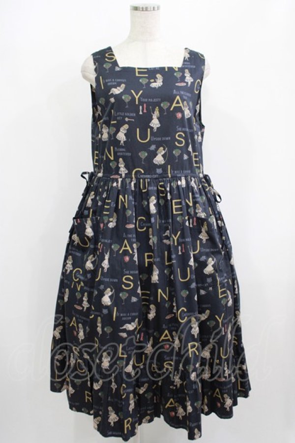 ジェーンマープル　Anniversary ribbonsスクエアドレス　ネイビー Anniversary Frame Square JSK by Jane Marple