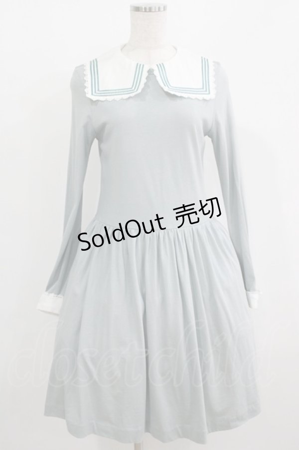 画像1: Jane Marple / ソフト天竺クラシックマリンカラーのワンピース Free ブルー H-25-08-04-014-JM-OP-KB-ZH (1)