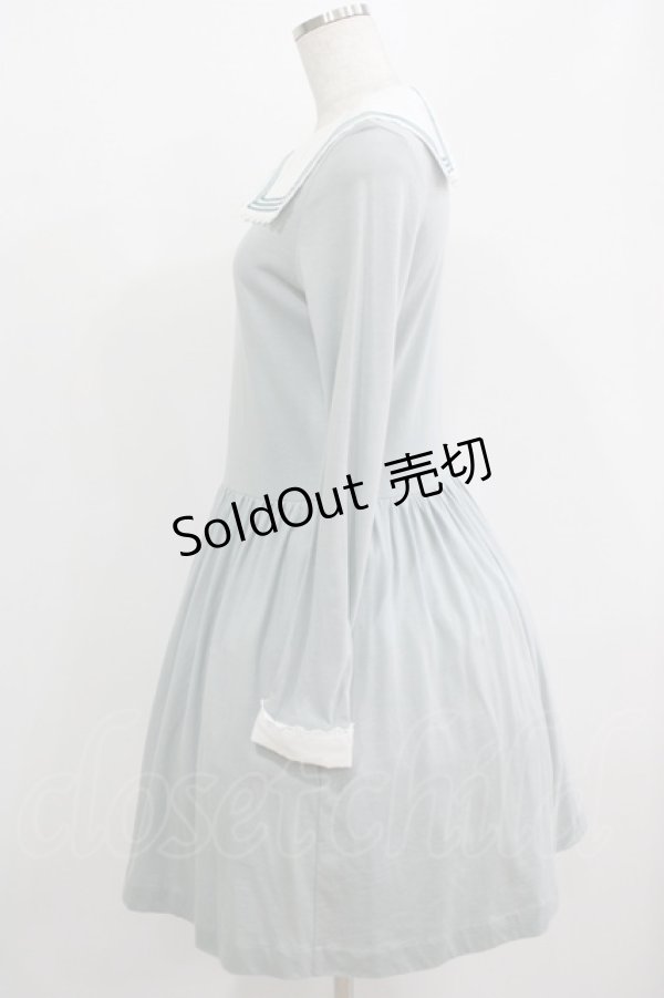 画像2: Jane Marple / ソフト天竺クラシックマリンカラーのワンピース Free ブルー H-25-08-04-014-JM-OP-KB-ZH (2)