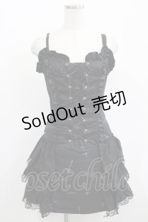 画像: MAD / レースアップキャミワンピース  黒 H-25-08-04-015-PU-OP-KB-ZH