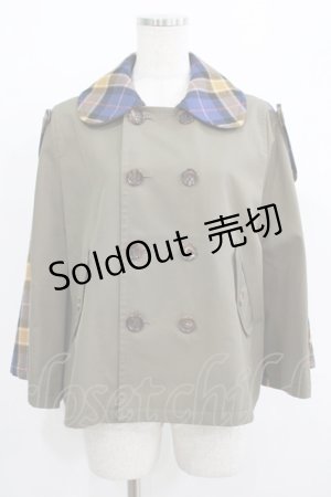 画像: Jane Marple / タータンチェックとコットンギャバジンケープジャケット M カーキ H-25-08-04-018-JM-JA-KB-ZH