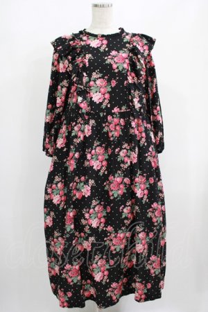 画像: Jane Marple / Strawberries and flowersラッフルフリルドレス  ブラック H-25-08-04-003-JM-OP-KB-ZH