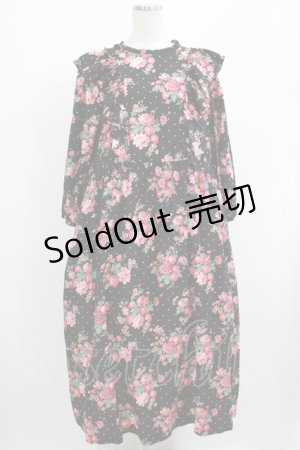 画像: Jane Marple / Strawberries and flowersラッフルフリルドレス  ブラック H-25-08-04-003-JM-OP-KB-ZH