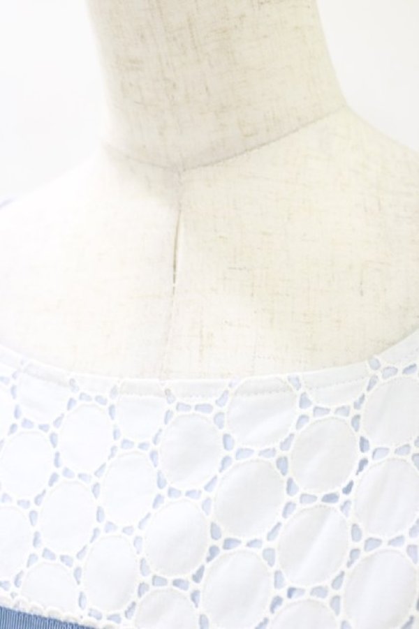 画像3: Sherry Baby / レースとボーダーのワンピース  サックス H-25-08-05-060-LO-OP-KB-ZT484 (3)