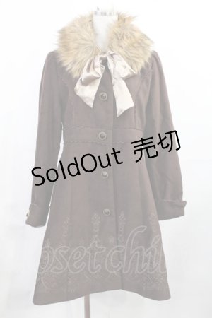 画像: axes femme / 裾刺繍ファーティペ付きコート M ブラウン H-25-08-05-1028-AX-CO-NS-ZH