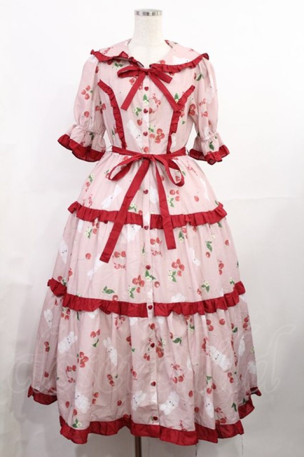 画像1: Chalmiere / チェリーバニー柄ワンピース M ピンク H-25-08-05-1004-LO-OP-NS-ZH (1)