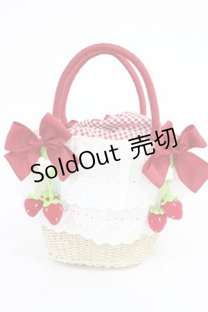 画像: axes femme kawaii / いちごあみぐるみ付カゴバッグ  オフ/レッド H-25-08-05-1031-AX-BG-NS-ZH