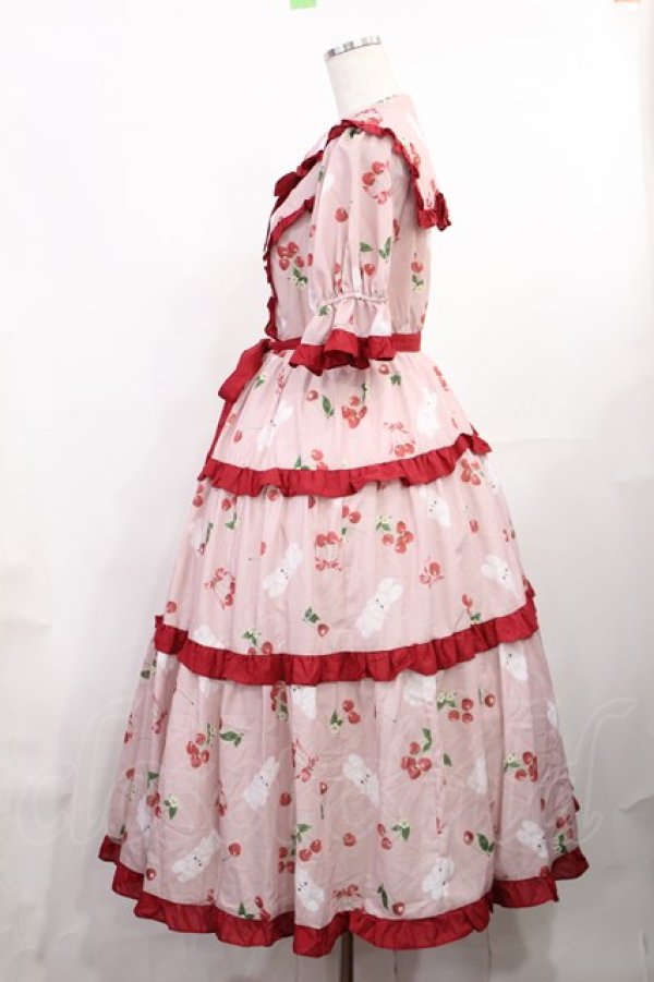 画像2: Chalmiere / チェリーバニー柄ワンピース M ピンク H-25-08-05-1004-LO-OP-NS-ZH (2)