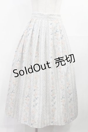 画像: an another angelus / ストライプアンティークローズ柄スカート Free IVORY×PK H-25-08-05-1015-CA-SK-NS-ZH