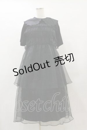 画像: Candy Stripper / SHEER SHIRRING DRESS 2 ブラック×ブラック H-25-08-05-067-PU-OP-KB-ZT492