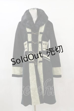 画像: Rozen Kavalier / 異素材切替ファーカラーコート  黒×緑 H-25-08-05-012-OO-CO-KB-ZTC068