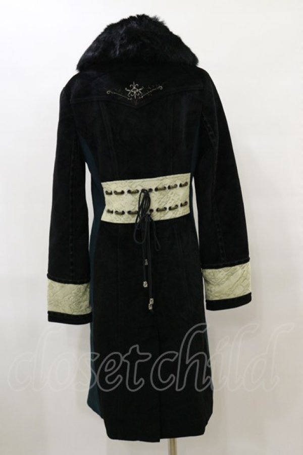 画像2: Rozen Kavalier / 異素材切替ファーカラーコート  黒×緑 H-25-08-05-012-OO-CO-KB-ZT-C068 (2)