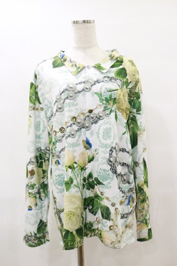 画像1: Triple fortune / 白の王国柄ブラウス  白 H-25-08-05-015-EL-BL-KB-ZH (1)