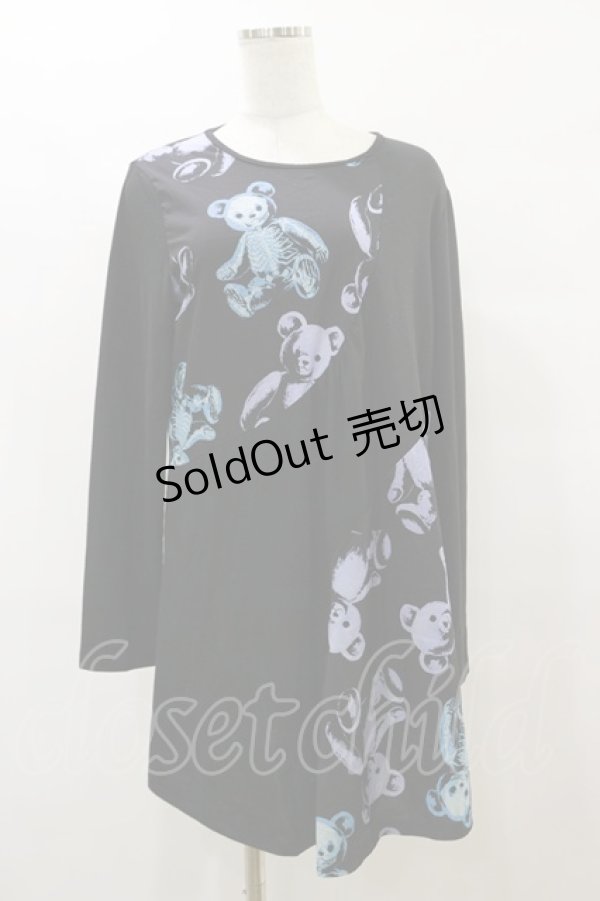 画像1: Drug Honey / スケルトンテディ切替ロングカットソー  ブラック H-25-08-05-021-PU-TO-KB-ZH (1)