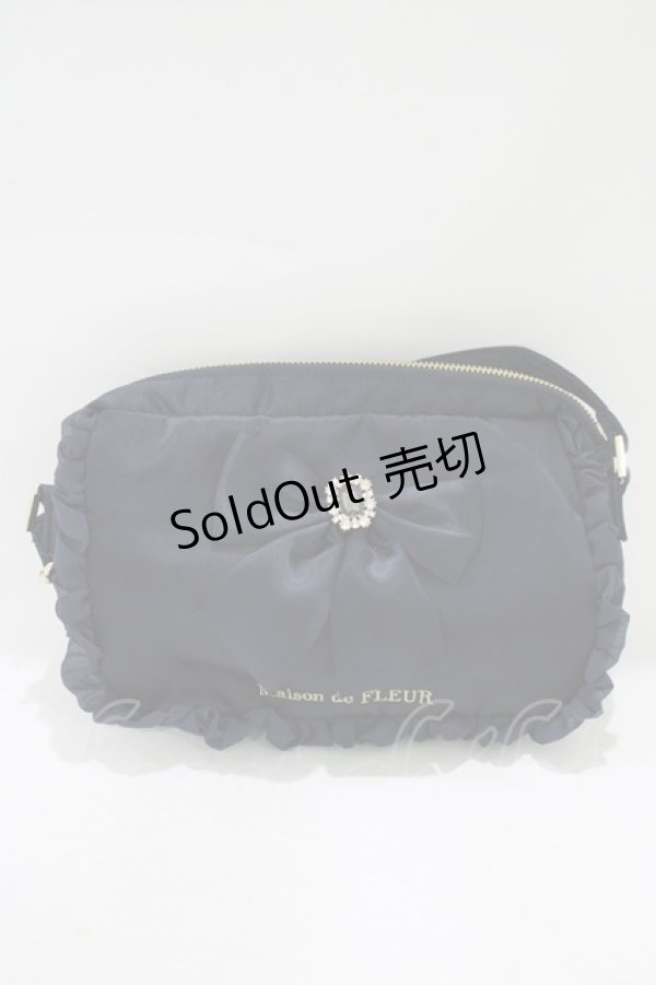 画像2: Maison de FLEUR / ビジューリボンフリルミニショルダーバッグ  ネイビー H-25-08-06-058-LO-BG-NS-ZH (2)
