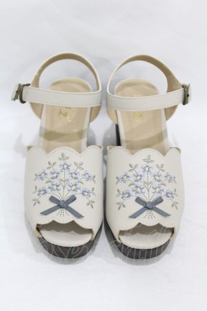 画像: Fi.n.t / ブーケ刺繍ウッドライクソールサンダル M/23.5cm IVORY×BL H-25-08-06-1001-CA-SH-NS-ZH