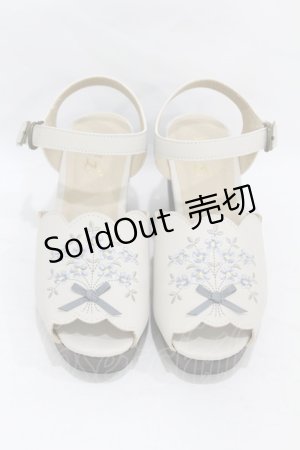 画像: Fi.n.t / ブーケ刺繍ウッドライクソールサンダル M/23.5cm IVORY×BL H-25-08-06-1001-CA-SH-NS-ZH