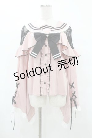 画像: To Alice / フリルセーラー和袖ブラウス S ピンク H-25-08-06-1049-LO-BL-NS-ZH