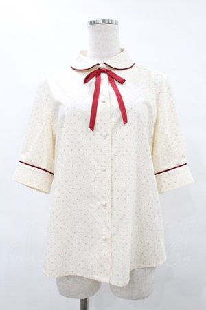 画像: Fi.n.t / タイ付き5分袖ドットブラウス Free IVORY×RED H-25-08-06-1053-CA-BL-NS-ZH