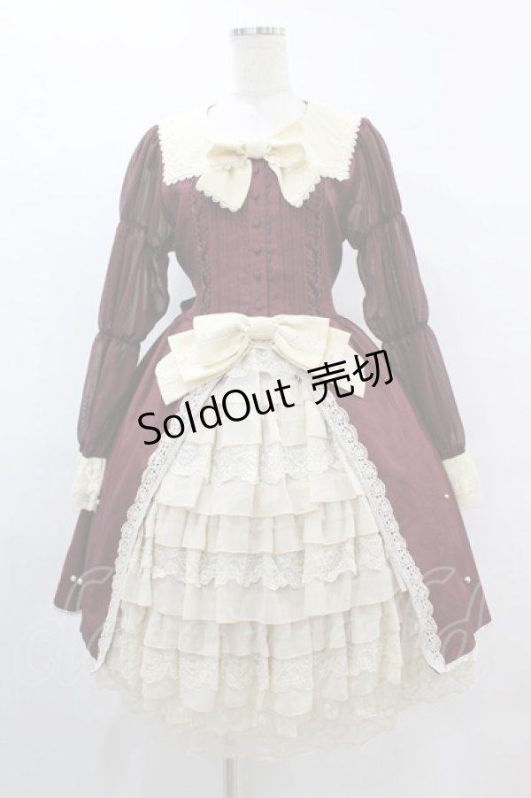 画像1: axes femme kawaii / axes femme kawaii 青木美沙子/ミルフィーユケーキワンピース M ボルドー H-25-08-06-1021-AX-OP-NS-ZH (1)