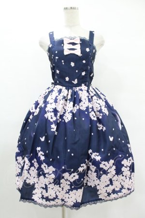 画像: axes femme kawaii / 桜柄ジャンパースカート M ネイビー H-25-08-06-1028-AX-OP-NS-ZH