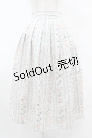 画像: an another angelus / ストライプアンティークローズ柄スカート Free IVORY×PK H-25-08-06-1034-CA-SK-NS-ZH
