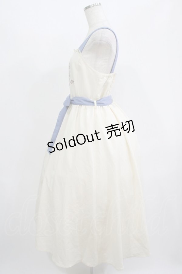 画像2: axes femme / リボンフラワー刺繍ジャンスカ M 生成り/ブルー H-25-08-06-006-AX-OP-NS-ZH (2)